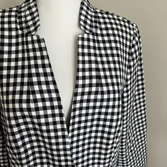 NWT Talbots Linen Blend Blazer sz 10 Jacket Gingham Check Lined Black White - Picture 4 of 11